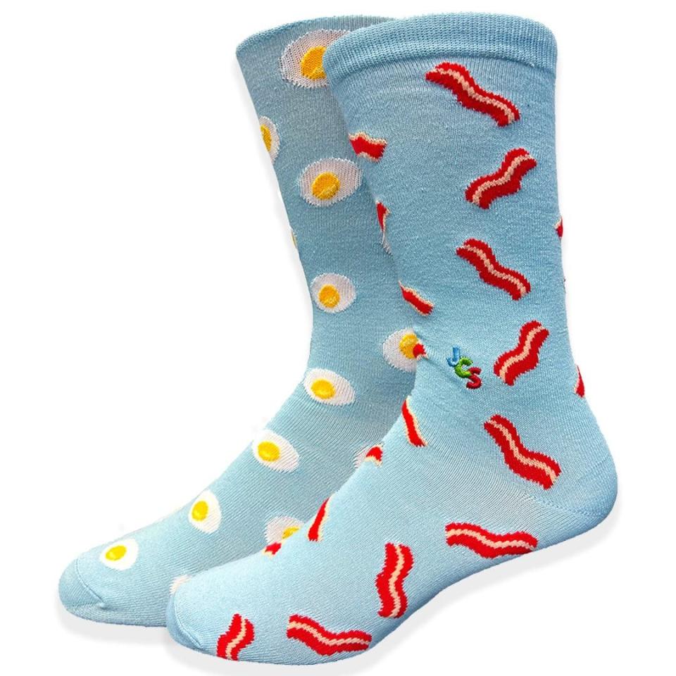 <p><strong>John's Crazy Socks</strong></p><p>johnscrazysocks.com</p><p><strong>$13.99</strong></p><p>Mismatched socks? No problem! For a fun twist on the classic bacon and eggs breakfast, consider this pair from John's Crazy Socks. The brand's founder, John Lee Cronin, has Down Syndrome and developed his company with his father to not only create hilarious, fun socks, but to also give back to amazing organizations: <strong>5% of all sales goes to the Special Olympics </strong>and sales from specific styles benefit other causes. While these are more of an everyday sock than a fuzzy option, testers told us they loved wearing these for everything from lounging in their homes to running errands because of the cute design. </p>