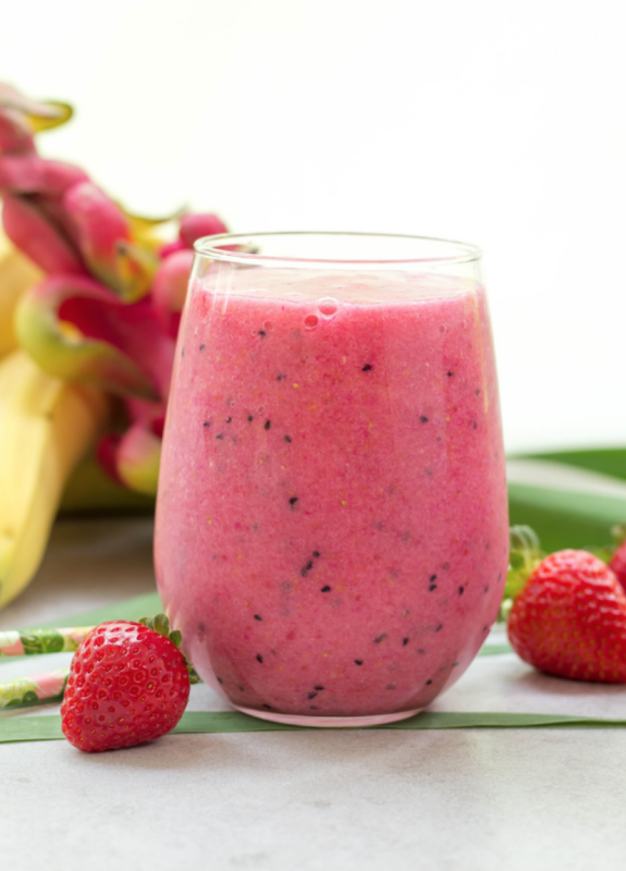 <p>This tropical dragon fruit smoothie is a refreshing smoothie made with pineapple, mango, banana, strawberries, dragon fruit and a pinch of honey.</p><p><strong>Get the recipe: <a href="https://www.simplymaderecipes.com/tropical-dragon-fruit-smoothie/" rel="nofollow noopener" target="_blank" data-ylk="slk:Tropical Dragon Fruit Smoothie;elm:context_link;itc:0;sec:content-canvas" class="link ">Tropical Dragon Fruit Smoothie</a></strong></p>