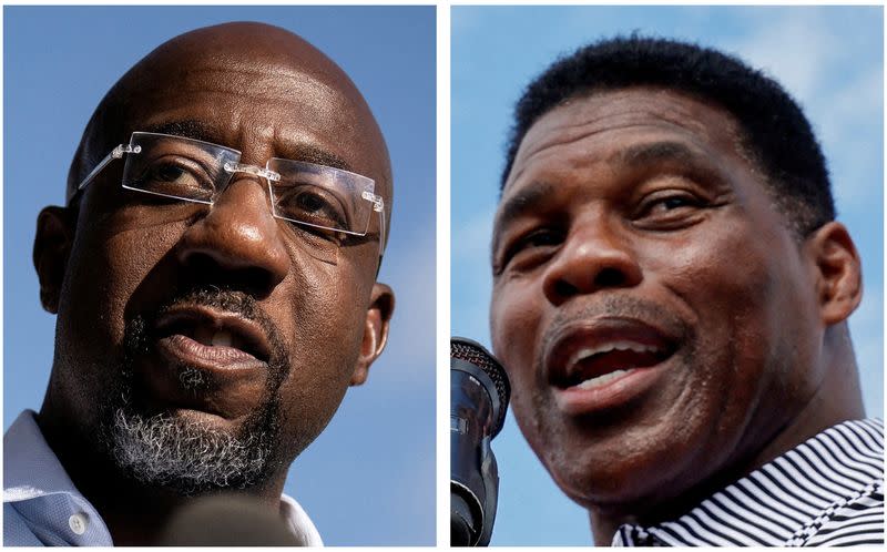 FILE PHOTO: Democratic candidate U.S. Senator Raphael Warnock and Republican U.S. Senate candidate Herschel Walker