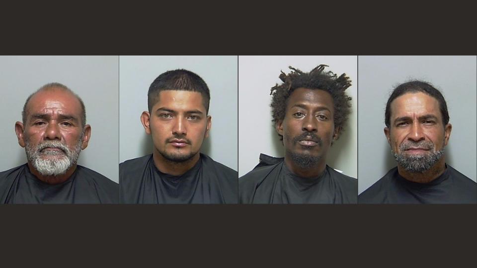 Four men were arrested in an undercover counter-prostitution operation, according to arrest reports from the Putnam County Sheriff’s Office. From left: Moncada, Melgar, Brown and Ojeda-Velazquez.