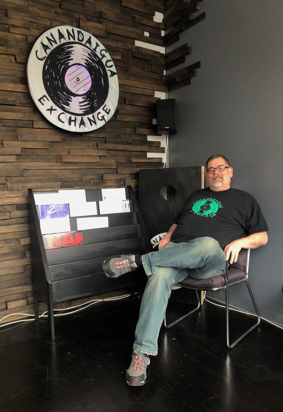 Canandaigua Record Exchange owner Jon Cooley is settled into his store's new location.