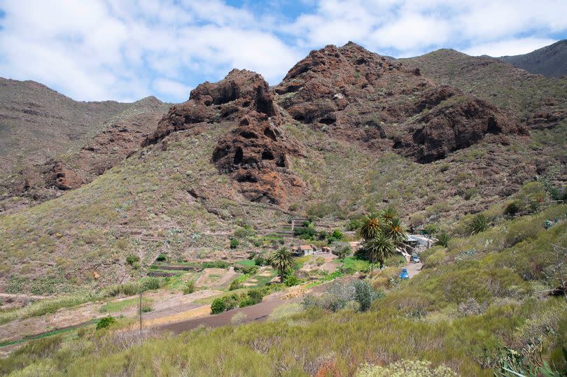 The surrounding area is rocky terrain