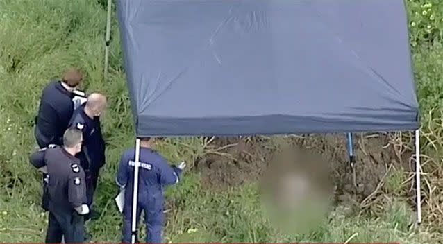 The body was still on the Tyabb property on Monday. Source: 7 News