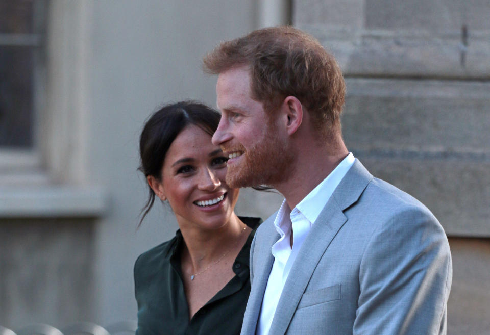 Chichester, Sussex , UK. 3rd October, 2018. Meghan Markle, Duchess of Sussex, and Prince Harry, Duke of Sussex, visit Chichester in Sussex, on their first joint visit to the County that inspired their royal titles. Prince Harry, Duke of Sussex, and Meghan Markle, Duchess of Sussex, visit Chichester, Sussex , on October 3, 2018. Credit: Paul Marriott/Alamy Live News