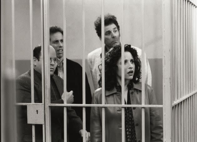 From left: Jason Alexander, Jerry Seinfeld, Michael Richards and Julia Louis-Dreyfus in the final episode of 