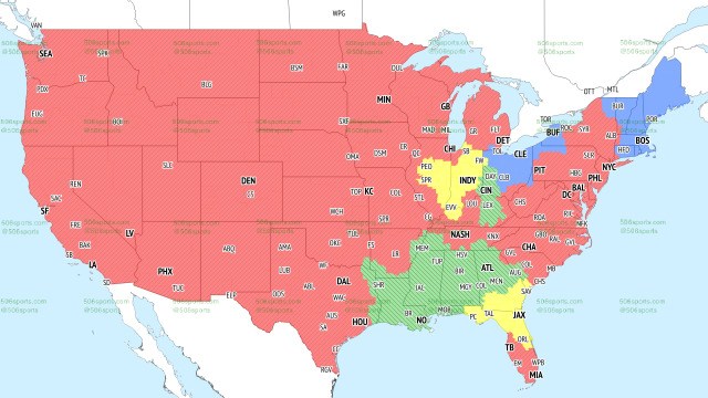If you're in the red, you'll get Giants vs. Ravens on TV