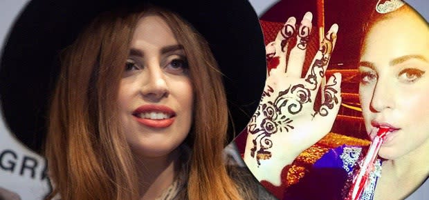 Lady Gaga smoked hookah and got painted in henna in a desert