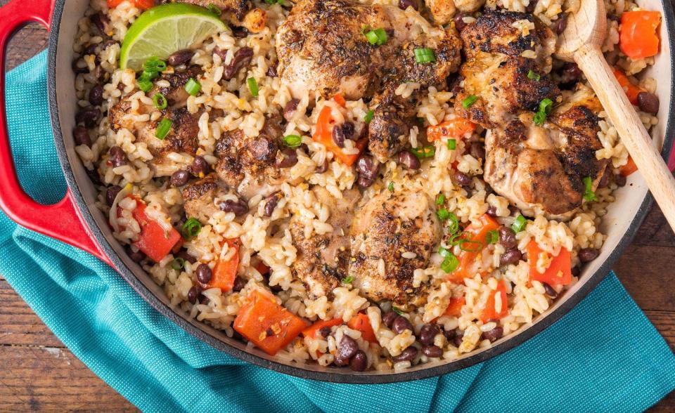 One Pot Caribbean Jerk Chicken and Rice