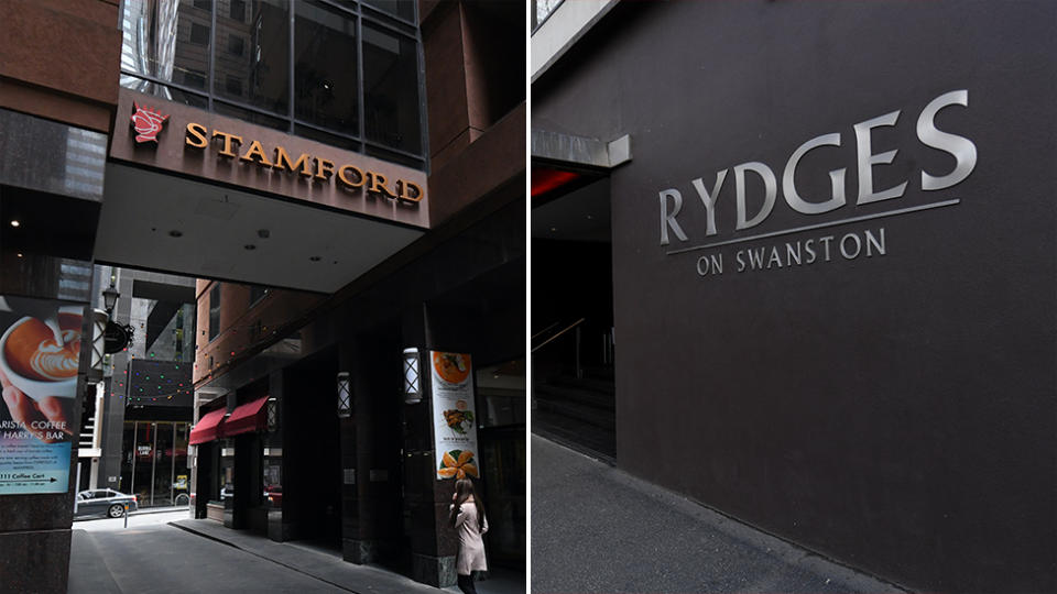 Pictured left is Stamford Plaza. Right is Rydges on Swanston.