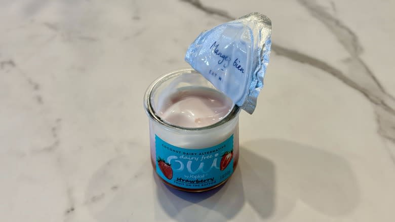 Dairy-free strawberry yogurt