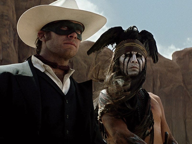 Armie Hammer and Johnny Depp acting in "The Lone Ranger."