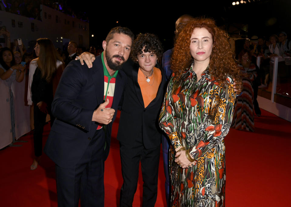 TORONTO, ONTARIO - SEPTEMBER 10: (L-R) Shia LaBeouf, Noah Jupe, and Alma Har'el attend the "Honey Boy" premiere during the 2019 Toronto International Film Festival at Roy Thomson Hall on September 10, 2019 in Toronto, Canada. (Photo by Kevin Winter/Getty Images for TIFF)