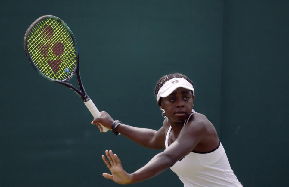 Angella Okutoyi during her Wimbledon debut (Steven Paston/PA) (PA Wire)
