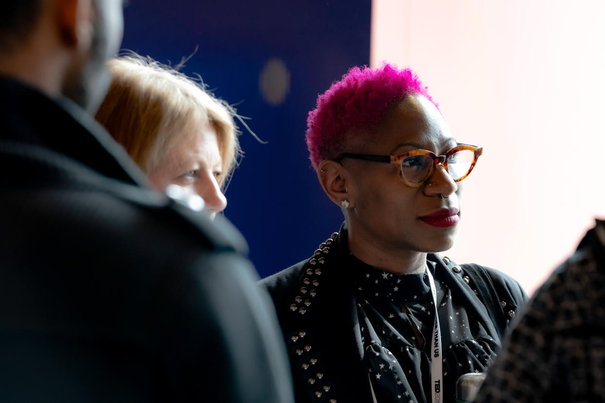 VANCOUVER, CANADA – APRIL 16: Adah Parris speaks with fellow attendees at TED2019 - Bigger Than Us on April 16, 2019 in Vancouver, Canada. (Photo by Lawrence Sumulong/Getty Images)