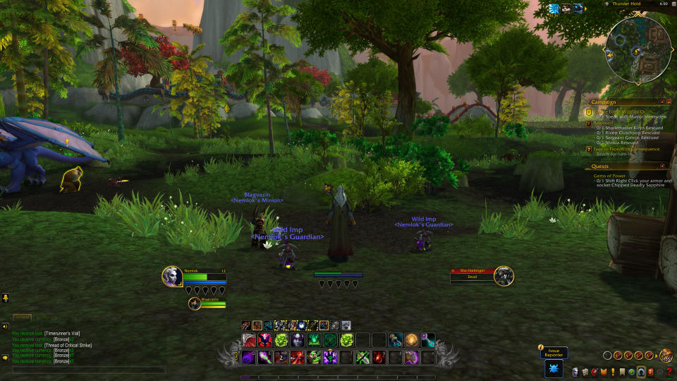 Screenshot of Troll Warlock playing through WoW Remix: Mists of Pandaria questline.