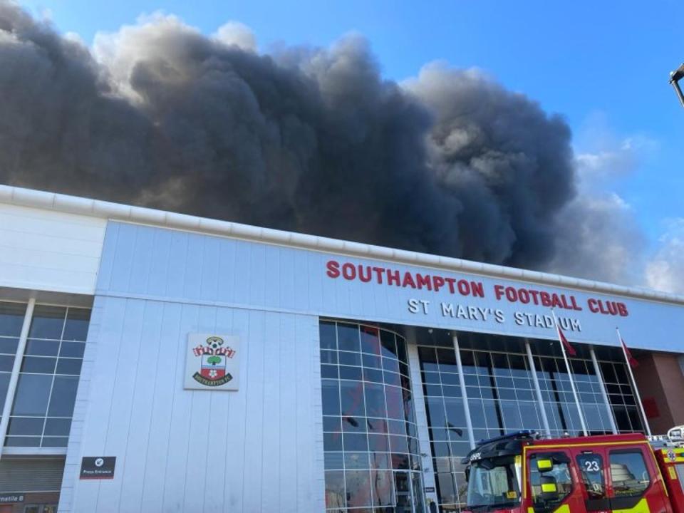 The fire was yards from the stadium (Hampshire and Isle of Wight Fire and Rescue Service/Handout/PA Wire)