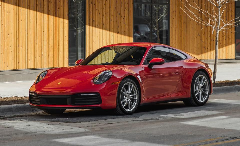 <p>The 992-generation 911 has done a lot this year. Not only did the <a href="https://www.caranddriver.com/porsche/911-turbo-turbo-s" rel="nofollow noopener" target="_blank" data-ylk="slk:Porsche 911 Turbo S;elm:context_link;itc:0;sec:content-canvas" class="link ">Porsche 911 Turbo S</a> become the <a href="https://www.caranddriver.com/features/g30083537/quickest-cars-of-the-decade/" rel="nofollow noopener" target="_blank" data-ylk="slk:second-quickest car we've ever tested;elm:context_link;itc:0;sec:content-canvas" class="link ">second-quickest car we've ever tested</a> with a 60 mph time of 2.2 seconds, this base <a href="https://www.caranddriver.com/porsche/911" rel="nofollow noopener" target="_blank" data-ylk="slk:911 Carrera;elm:context_link;itc:0;sec:content-canvas" class="link ">911 Carrera</a> is the second-cheapest car of this year's quickest. Porsche's 379-hp twin-turbocharged 3.0-liter flat-six is deceptively quick, thanks to an eight-speed dual-clutch automatic transmission and its trick launch-control system. The system revs the engine to 5000 rpm before it shoots off with rapid acceleration. The boosted flat-six never drops below 4000 rpm as the car races across pavement without any tire slip. Before you know it, you're on the side of the highway showing your driver's license to a stranger in a funny hat and uniform. </p>