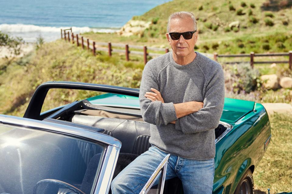 Portrait of Kevin Costner on a car