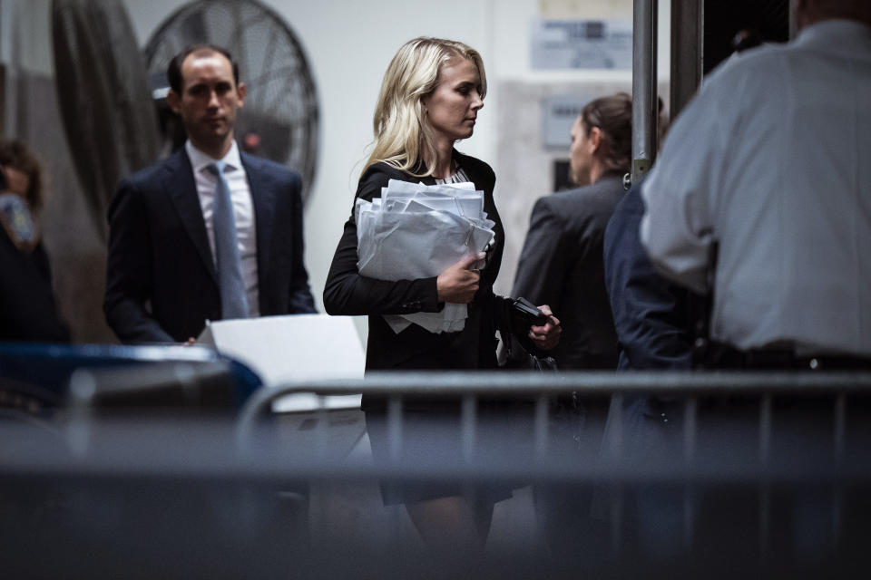 Natalie Harp follows former President Donald Trump as they arrive at Manhattan criminal court as jurors are expected to begin deliberations in Trump's criminal hush money trial in New York, Wednesday, May 29, 2024. (Jabin Botsford/The Washington Post via AP, Pool)