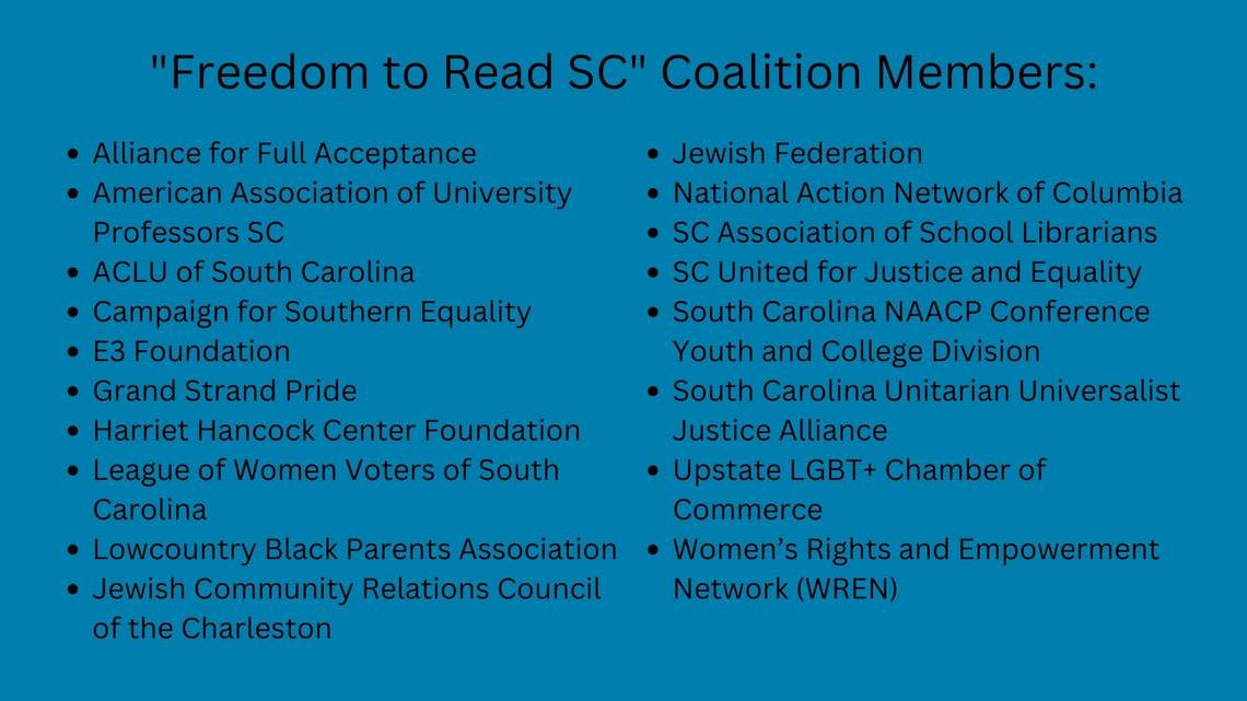 The 18 statewide organizations that compile the “Freedom to Read SC” coalition.