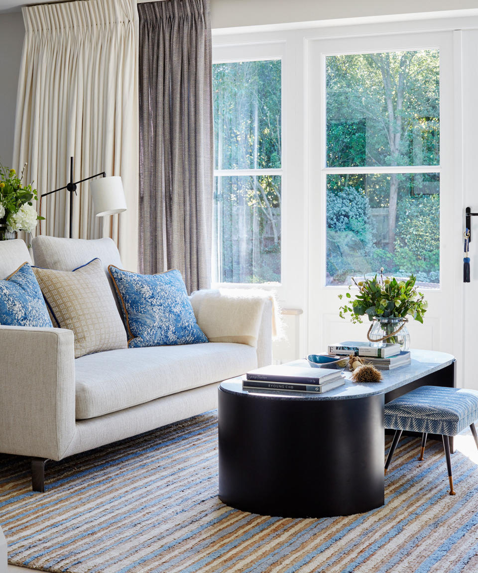 Coastal living room with pale color palette