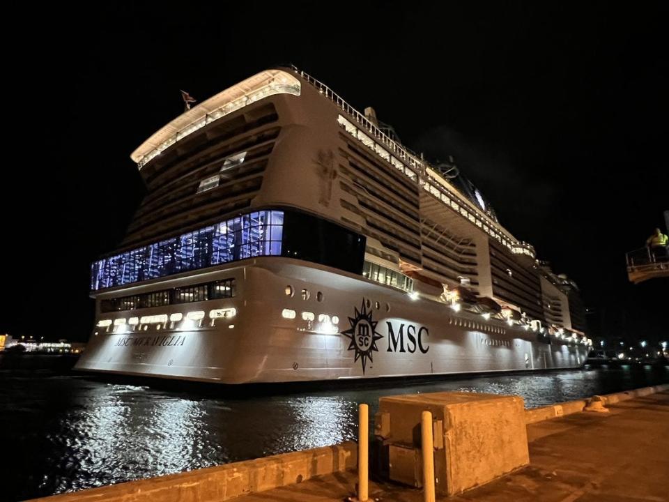 The MSC Meraviglia arrives at Port Canaveral for one of its sailings.