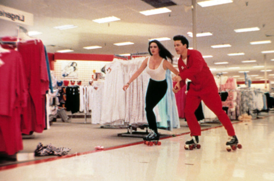 Connelly and Whaley indulge in some after-hours roller skating 'Career Opportunities' (Photo: ©Universal/Courtesy Everett Collection)