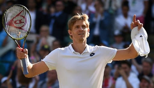 South Africa's Kevin Anderson celebrates his epic victory