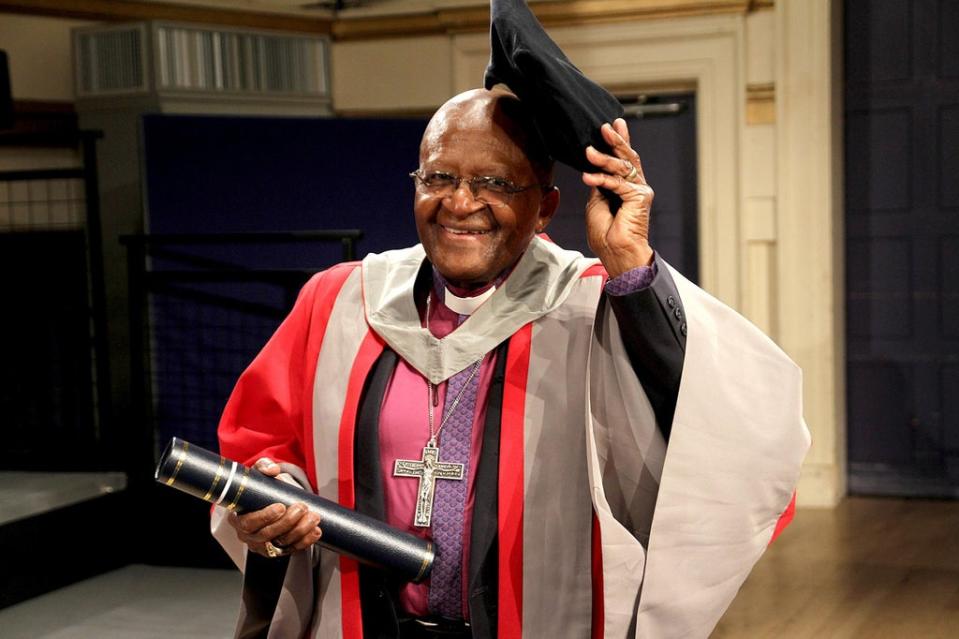 Archbishop Desmond Tutu after he received an honorary degree from the University of Leicester in 2011 (University of Leicester/PA)