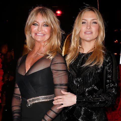 Versace : After Party - Paris Fashion Week - Haute Couture S/S 2015...PARIS, FRANCE - JANUARY 25: Goldie Hawn and Kate Hudson attend the Atelier Versace after party at 'l'arc' club on January 25, 2015 in Paris, France. (Photo by Pierre Suu/GC Images) - Credit: Pierre Suu/Getty Images Contributor