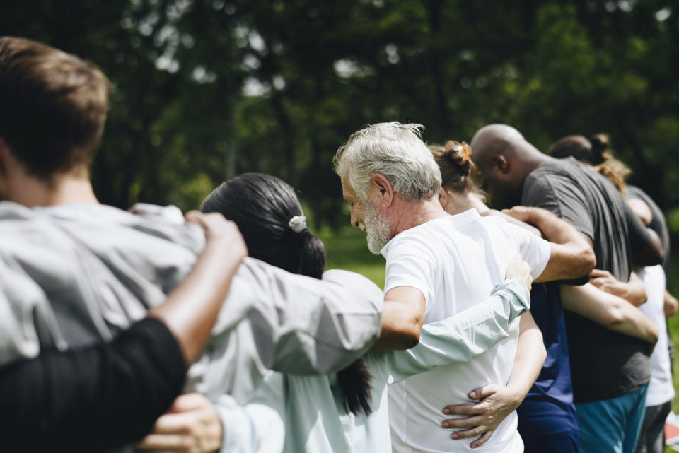 Happy diverse people enjoying in the park