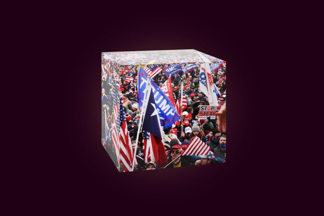A cube with Jan. 6 rioters in it.