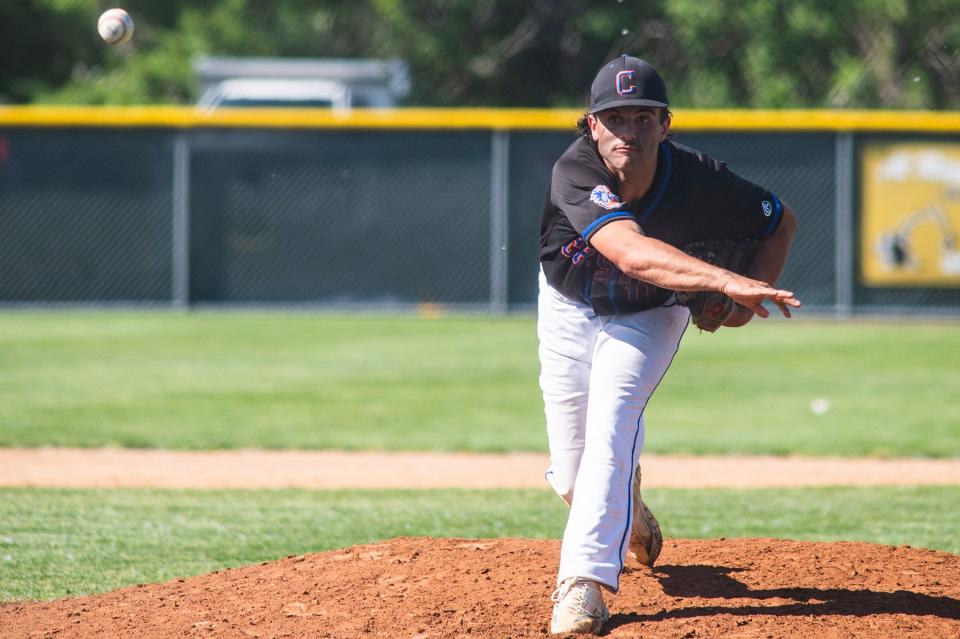 Chester's Jake Laura pitches during the Section 9 Class C baseball championship game at Cantine Field in Saugerties, NY on Sunday, May 29, 2022.