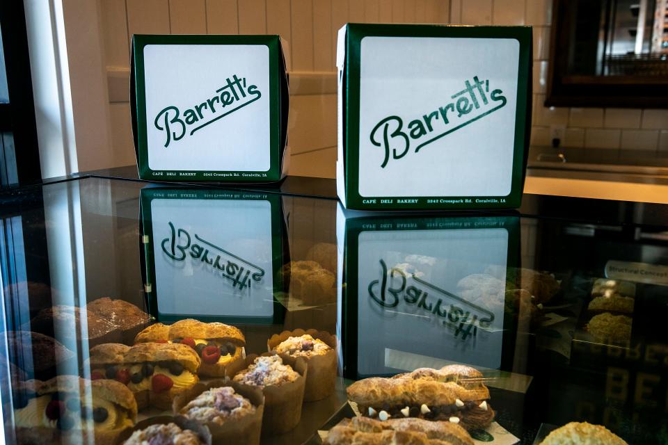 Boxes are seen on a case at Barrett's Quality Eats in Coralville.