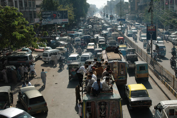 Mandatory Credit: Photo by Ilyas J Dean/REX (2293378h) Famously typical traffic jam in Karachi Karachi, Pakistan - Mar 2013  