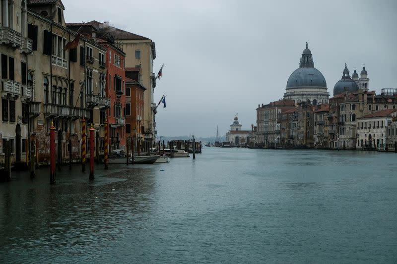 An empty canal is seen after the spread of coronavirus has caused a decline in the number of tourists in Venice