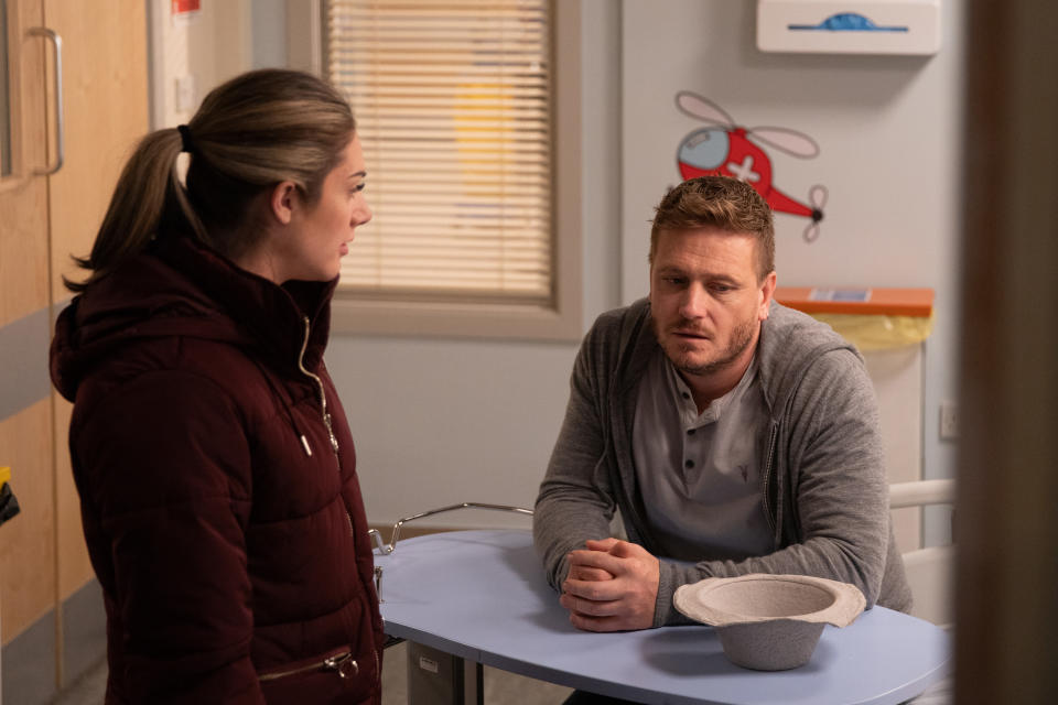 FROM ITV

STRICT EMBARGO
Print media - No Use Before Tuesday 15th November 2022
Online Media - No Use Before 0700hrs Tuesday 15th November 2022

Emmerdale - Ep 9529.30

Thursday 24th November 2022

Victoria Sugden [ISABEL HODGINS]  rushes through the hospital to find a lethargic Harry, watched over by concerned David Metclafe [MATTHEW WOLFENDEN]. Victoria is furious to learn that David opened the shop, leaving the children unsupervised. David dreads telling Victoria the truth, when he learns she's received six points on her licence.

Picture contact - David.crook@itv.com

Photographer - Mark Bruce

This photograph is (C) ITV Plc and can only be reproduced for editorial purposes directly in connection with the programme or event mentioned above, or ITV plc. Once made available by ITV plc Picture Desk, this photograph can be reproduced once only up until the transmission [TX] date and no reproduction fee will be charged. Any subsequent usage may incur a fee. This photograph must not be manipulated [excluding basic cropping] in a manner which alters the visual appearance of the person photographed deemed detrimental or inappropriate by ITV plc Picture Desk. This photograph must not be syndicated to any other company, publication or website, or permanently archived, without the express written permission of ITV Picture Desk. Full Terms and conditions are available on  www.itv.com/presscentre/itvpictures/terms
