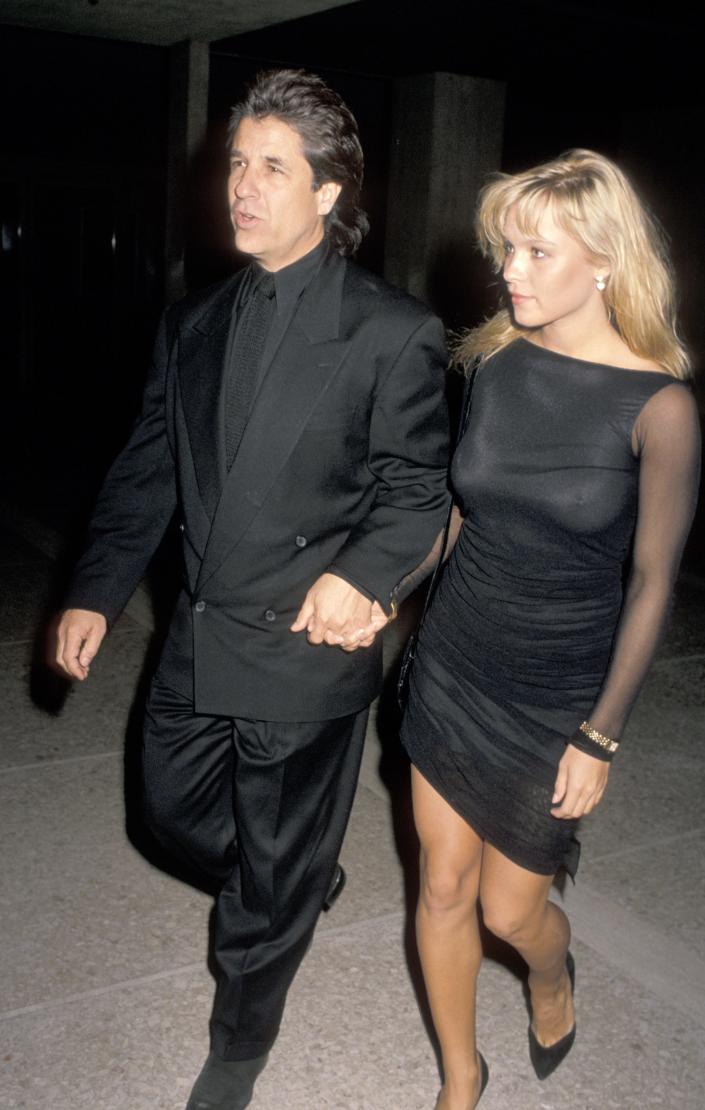 Pamela Anderson and Jon Peters at the Cineplex Odeon in Century City, California, on December 11, 1989.