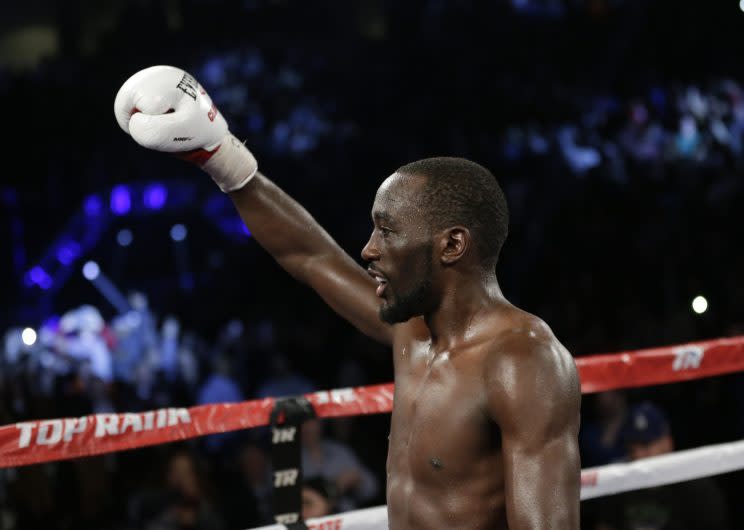 The biggest threat to Terence Crawford’s perfect record will probably comes when he moves to welterweight. (The Associated Press)