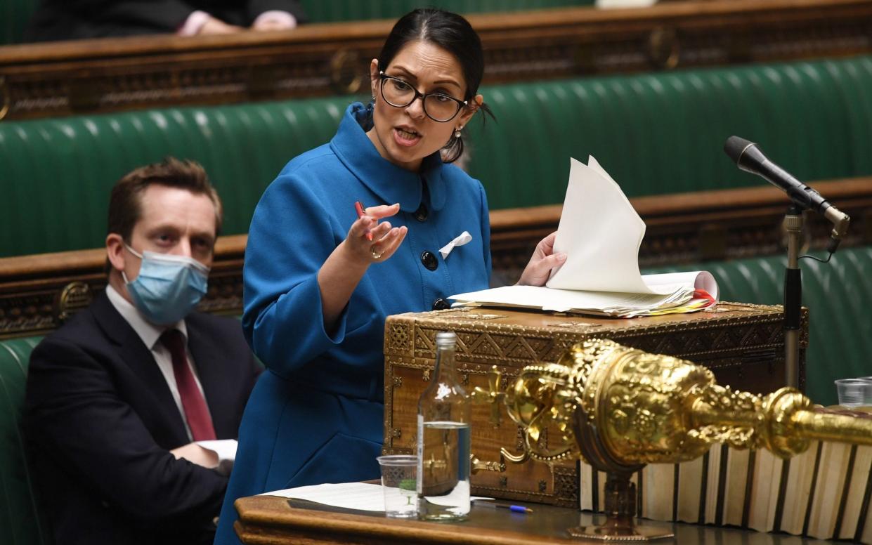 Priti Patel delivers a statement on the migrant crisis in the House of Commons on 25 November 2021 - Jessica Taylor/PA