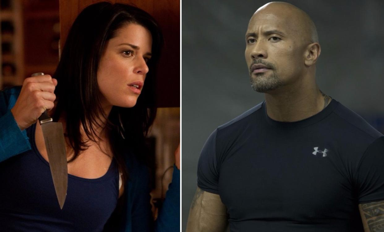 Neve Campbell teaming up with Dwayne Johnson on 'Skyscraper' (credit: Dimension Films, Universal)