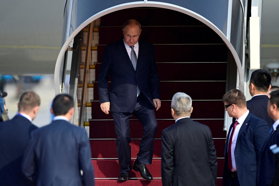 Russia's President Vladimir Putin, arrives at Beijing Capital International Airport to attend the Third Belt and Road Forum in Beijing, China, October 17, 2023.     Parker Song/Pool via REUTERS     TPX IMAGES OF THE DAY