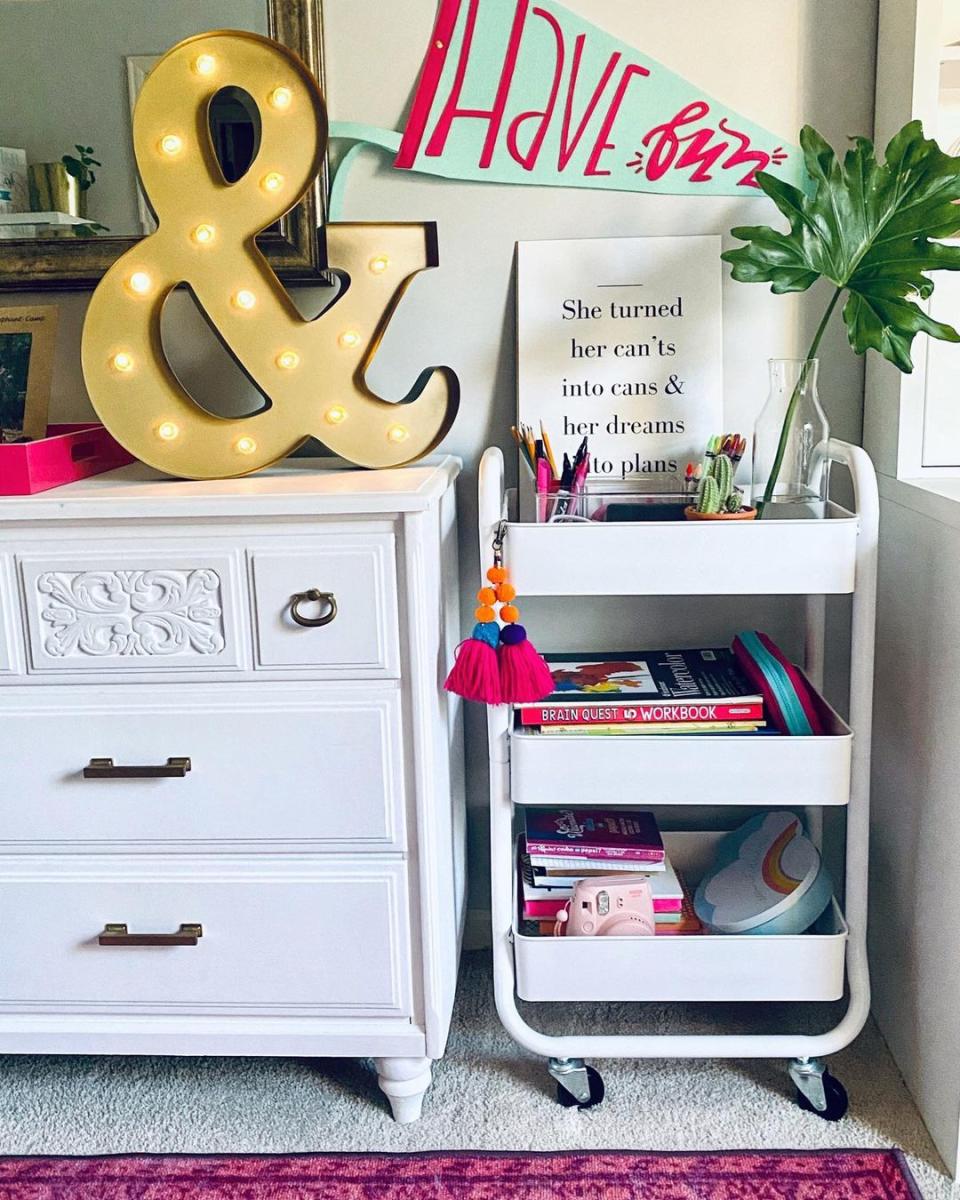 Storage caddy cart with desk