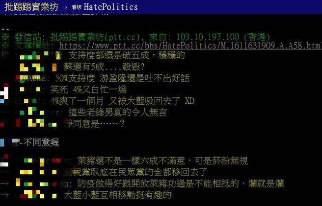 網友留言。（圖片翻拍自批踢踢網站）