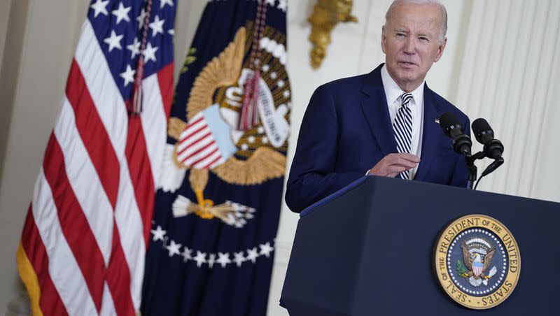 President Joe Biden delivers remarks about government regulations on artificial intelligence systems during an event in the East Room of the White House on Monday, Oct. 30, 2023, in Washington.