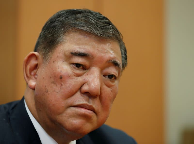 Japan's ruling Liberal Democratic Party lawmaker Shigeru Ishiba is pictured during an interview with Reuters at his office in Tokyo