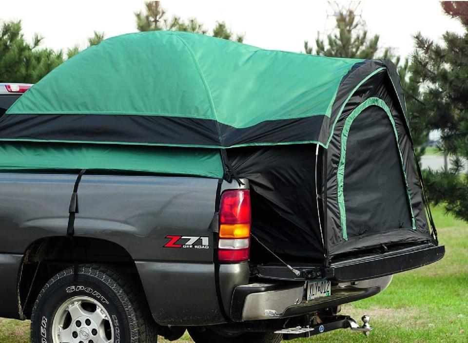 Protect yourself from the dirt, mud and pesky woodland creatures with this tent for your truck bed. (Source: Amazon)