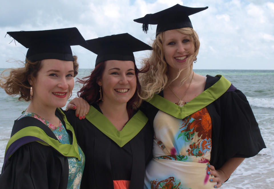 Celebrating graduation from Bournemouth Art's University on the beach!