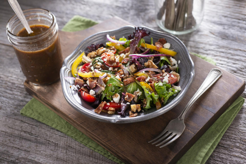 <p>iStock</p><p>This flavorful herbed vinaigrette dressing by Emeril Lagasse tastes wonderful on a dish like a classic Caprese Salad, or it can season a sandwich or top your favorite salad.</p><p><strong>Get the recipe: <a href="/26684/emerillagasse/balsamic-herb-vinaigrette/" data-ylk="slk:Balsamic Herb Vinaigrette;elm:context_link;itc:0;sec:content-canvas" class="link ">Balsamic Herb Vinaigrette</a></strong></p>