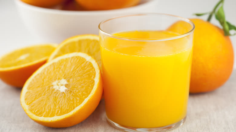 Orange juice and oranges